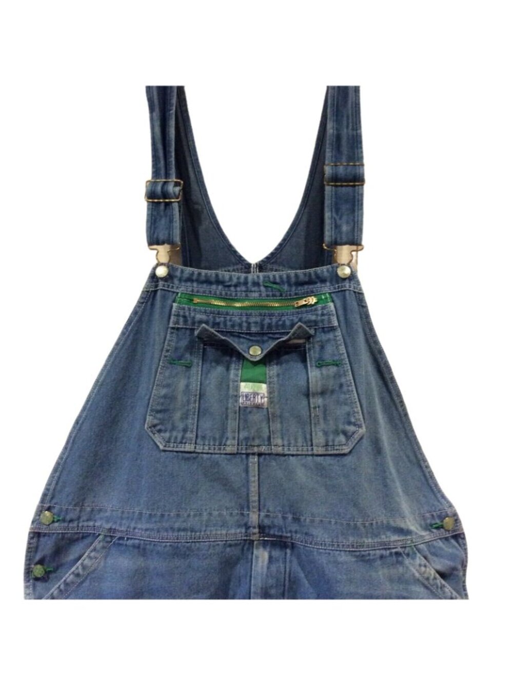 Liberty Bib Overalls 48x25 Blue Denim Cotton Farmer Industrial Work Trashed HOLE - Picture 2 of 5